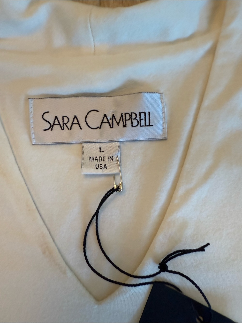 Sara Campbell Off White Long-Sleeve V-Neck Shirt L NWT - Picture 2 of 7
